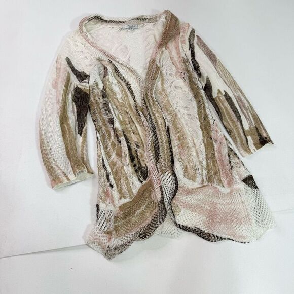 Mona Leah Couture Cardigan Sweater Womens Medium White Open Coastal - Picture 1 of 8